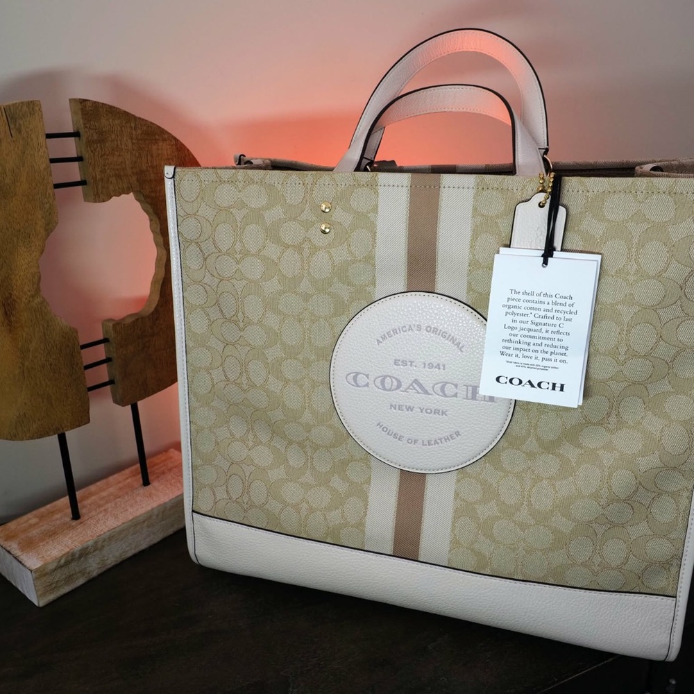 NWT Coach Dempsey Tote 40 Signature Jacquard Stripe Coach Patch C8414 - Picture 8 of 16